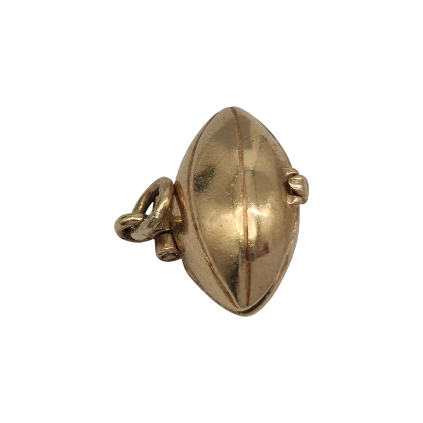 Unusual 9ct 375 Yellow Gold & Enamel Rugby Ball Opening Charm 1976 L 1.6 cm 3.2 g.