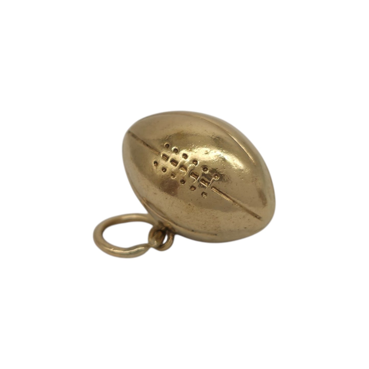 9ct 375 Yellow Gold Rugby Ball Charm 1965 L 1.3 cm 0.9 g.
