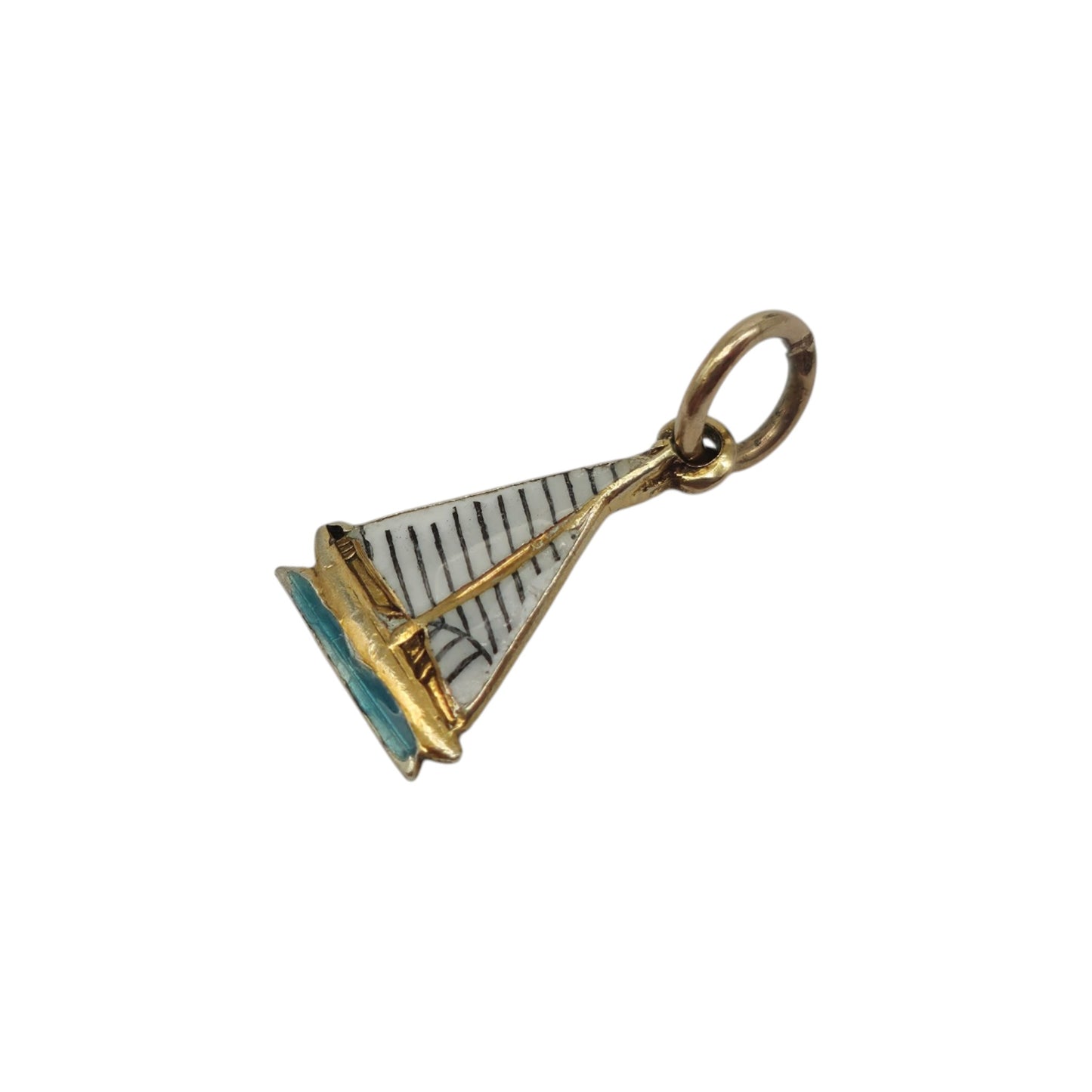 9ct 375 Yellow Gold & Enamel Sailing Boat Charm 1951 L 1.0 cm 0.5 g.