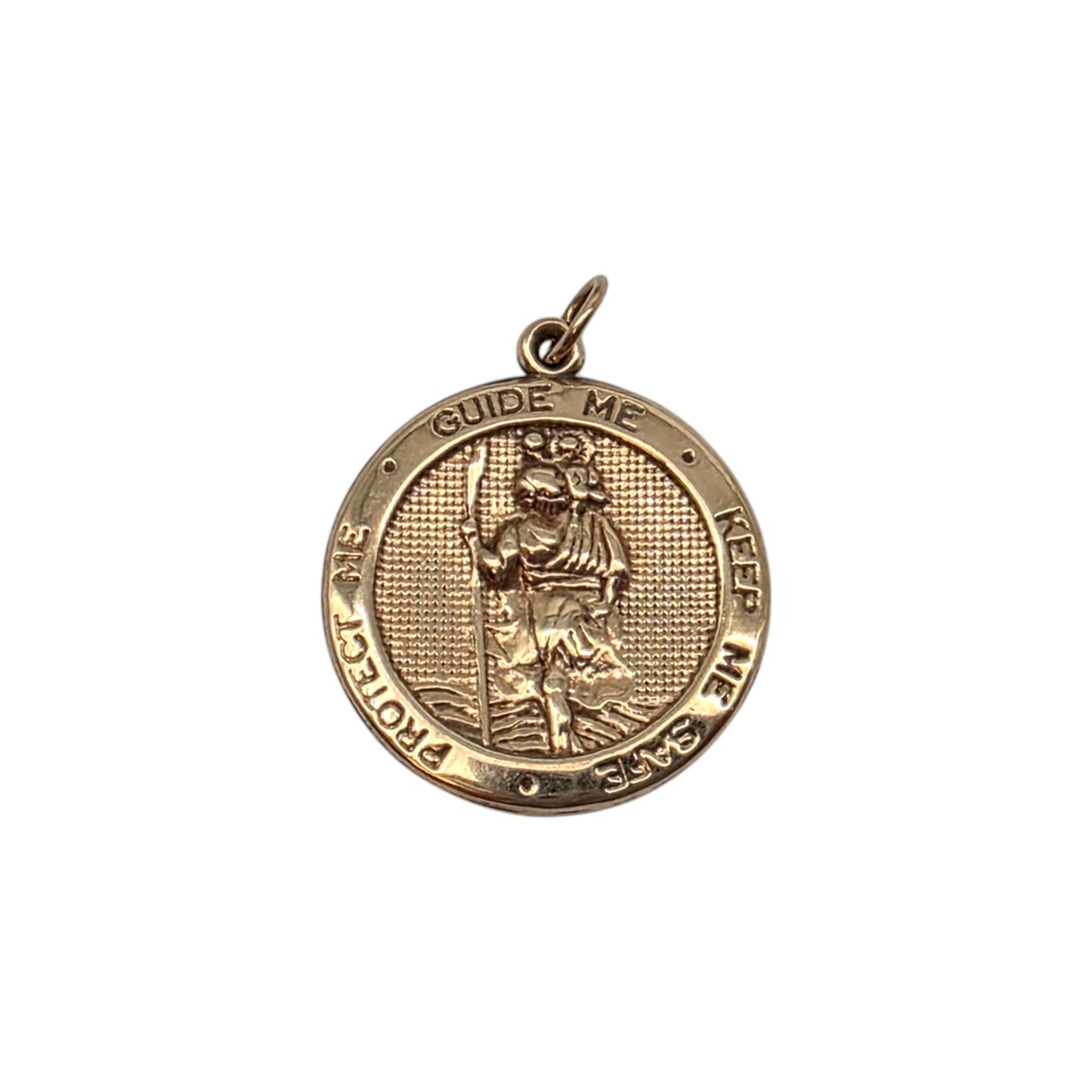 9ct Yellow Gold St. Christopher Charm Charm With Cherub L 1.8 cm 0.9 g.