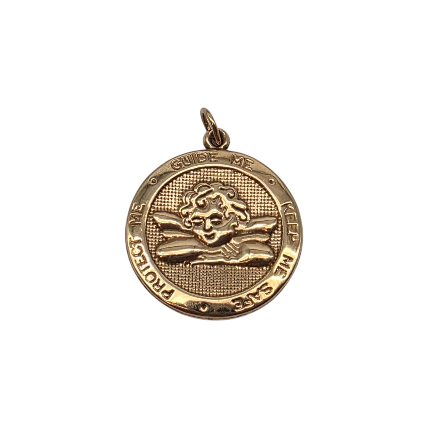 9ct Yellow Gold St. Christopher Charm Charm With Cherub L 1.8 cm 0.9 g.
