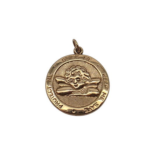 9ct Yellow Gold St. Christopher Charm Charm With Cherub L 1.8 cm 0.9 g.