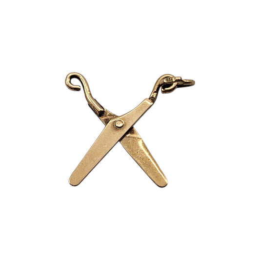9ct 375 Yellow Gold Articulated Scissors Charm c.1961 L 2.0 cm 0.5 g.