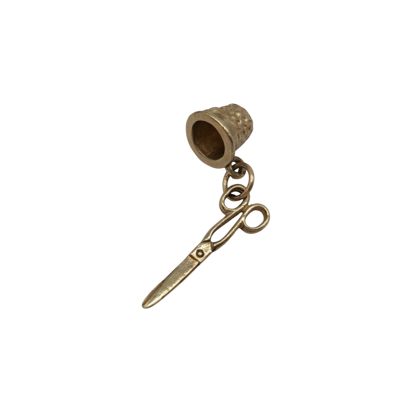 9ct Yellow Gold Thimble & Scissors Sewing Charm L 2.0 cm 1.6 g.