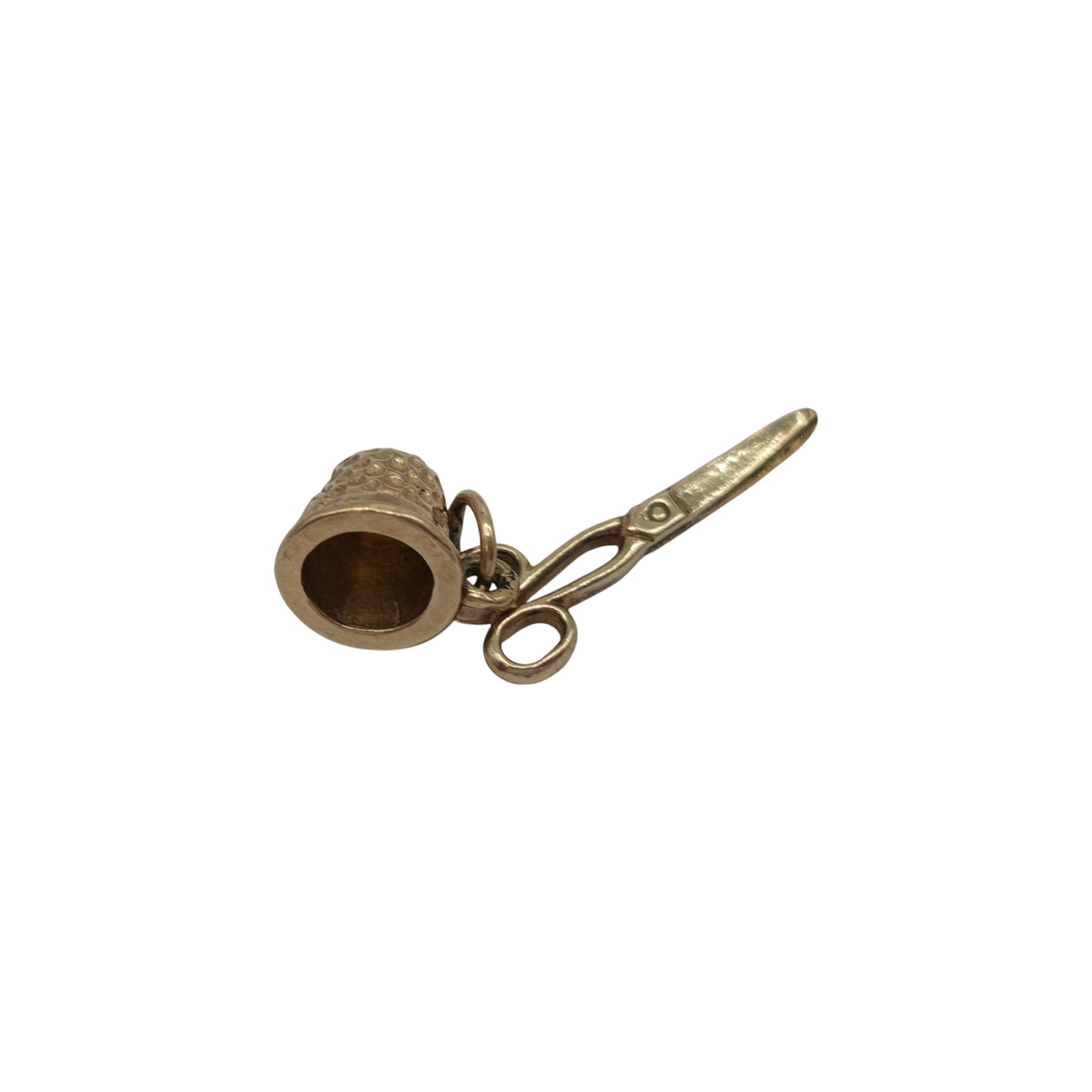 9ct Yellow Gold Thimble & Scissors Sewing Charm L 2.0 cm 1.6 g.