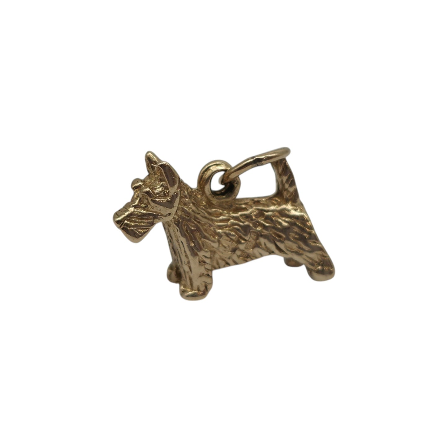 9ct 375 Yellow Gold Scottie Dog Charm 1968 L 1.4 cm 1.9 g.
