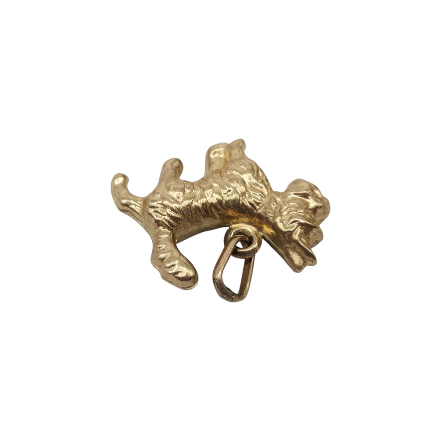 9ct 375 Yellow Gold Scottish Terrier Dog Charm L 1.5 cm 0.6 g.