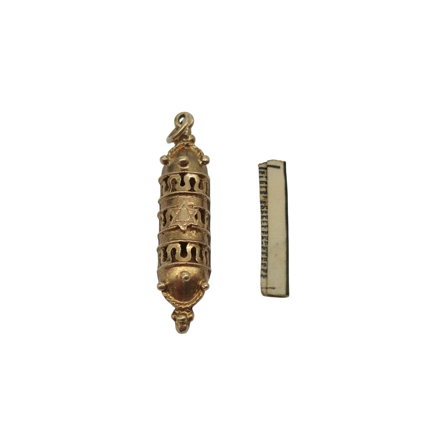 9ct 375イエローゴールド スクロールホルダー 証書付き チャーム 1967年製 長さ2.9cm 2.5g