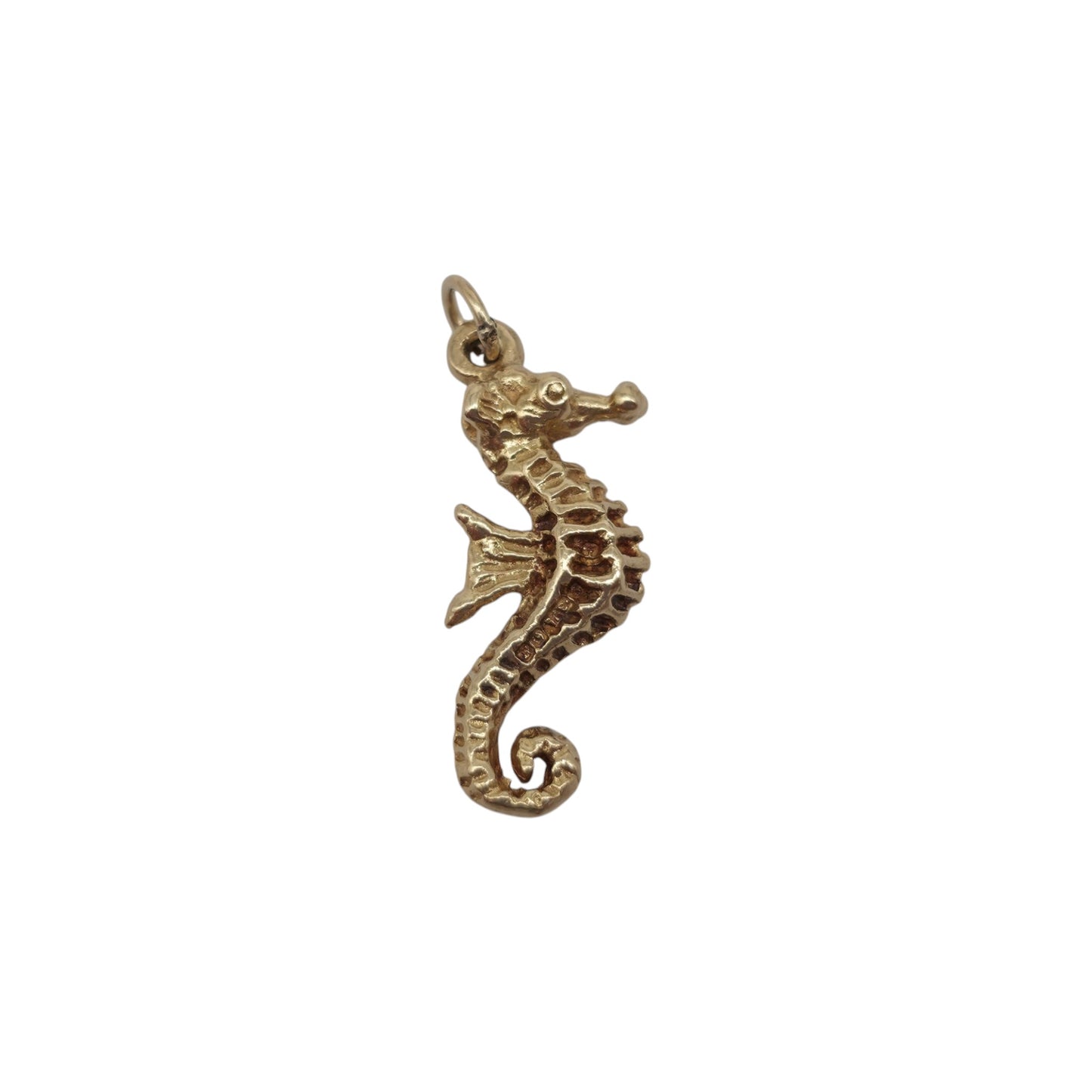 9ct 375 Yellow Gold Seahorse Charm 1967 L 1.7 cm 1.5 g