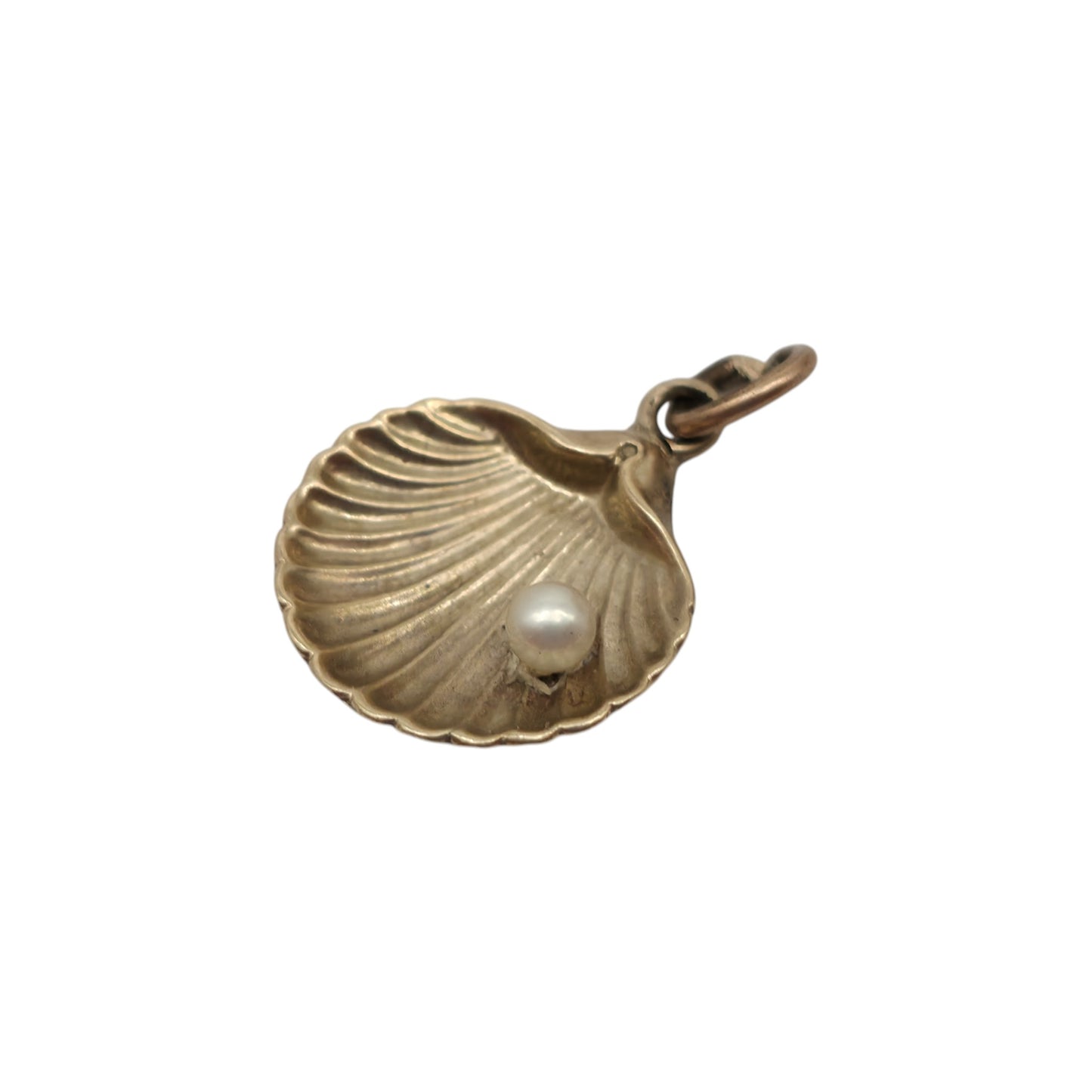 9ct Yellow Gold Seashell Charm With Pearl L 1.2 cm 0.3 g.