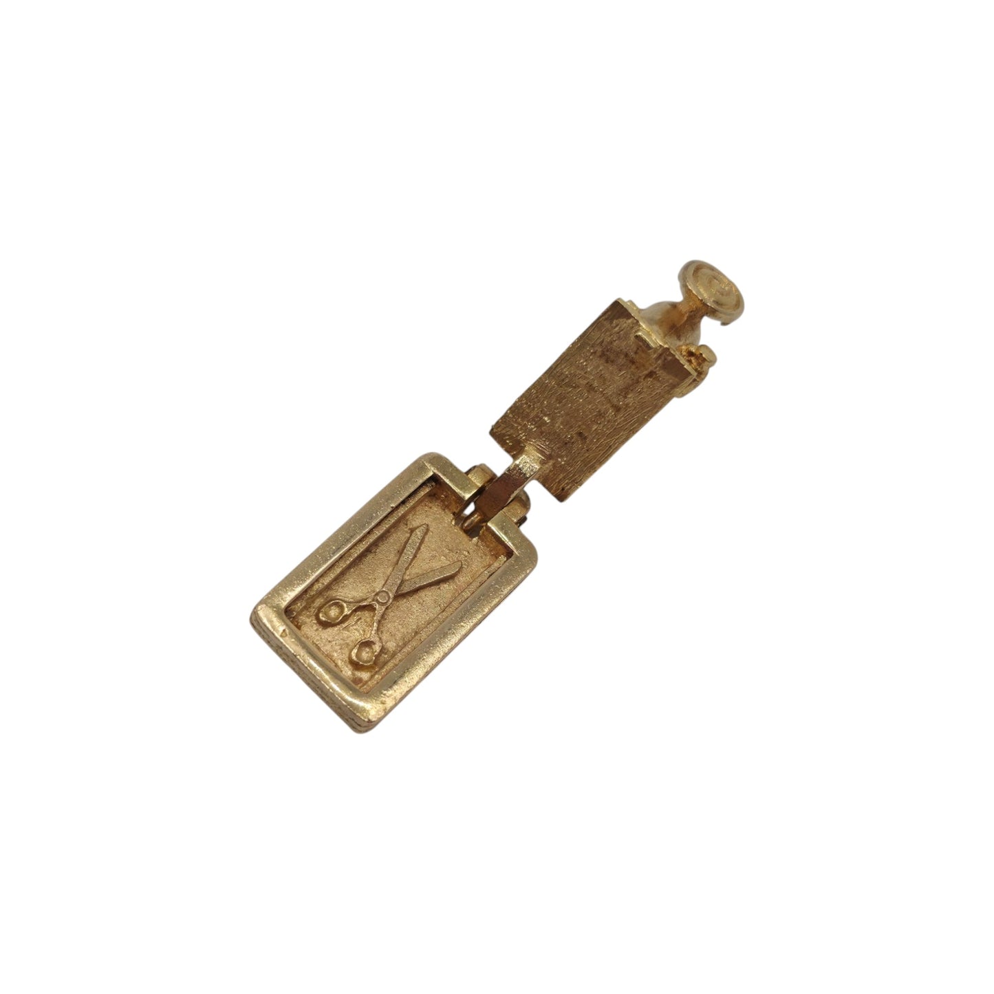 9ct 375 Yellow Gold Sewing Machine Opening Charm 1955 L 1.6 cm 4.4 g.