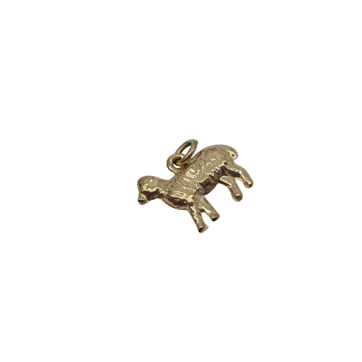 9ct 375 Yellow Gold Sheep Charm 1974 L 1.4 cm 0.5 g.