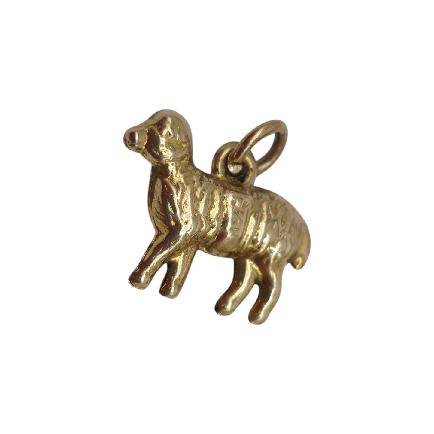 Antique 9ct Yellow Gold Sheep Charm c.1900 L 1.4 cm 0.6 g.