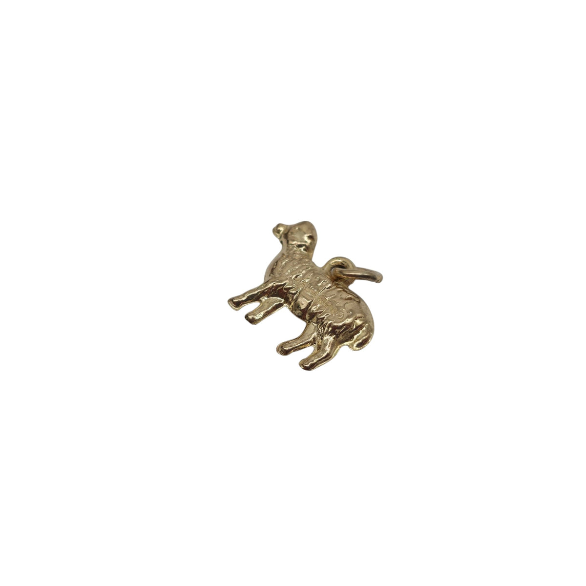 9ct 375 Yellow Gold Sheep Charm 1974 L 1.4 cm 0.5 g.