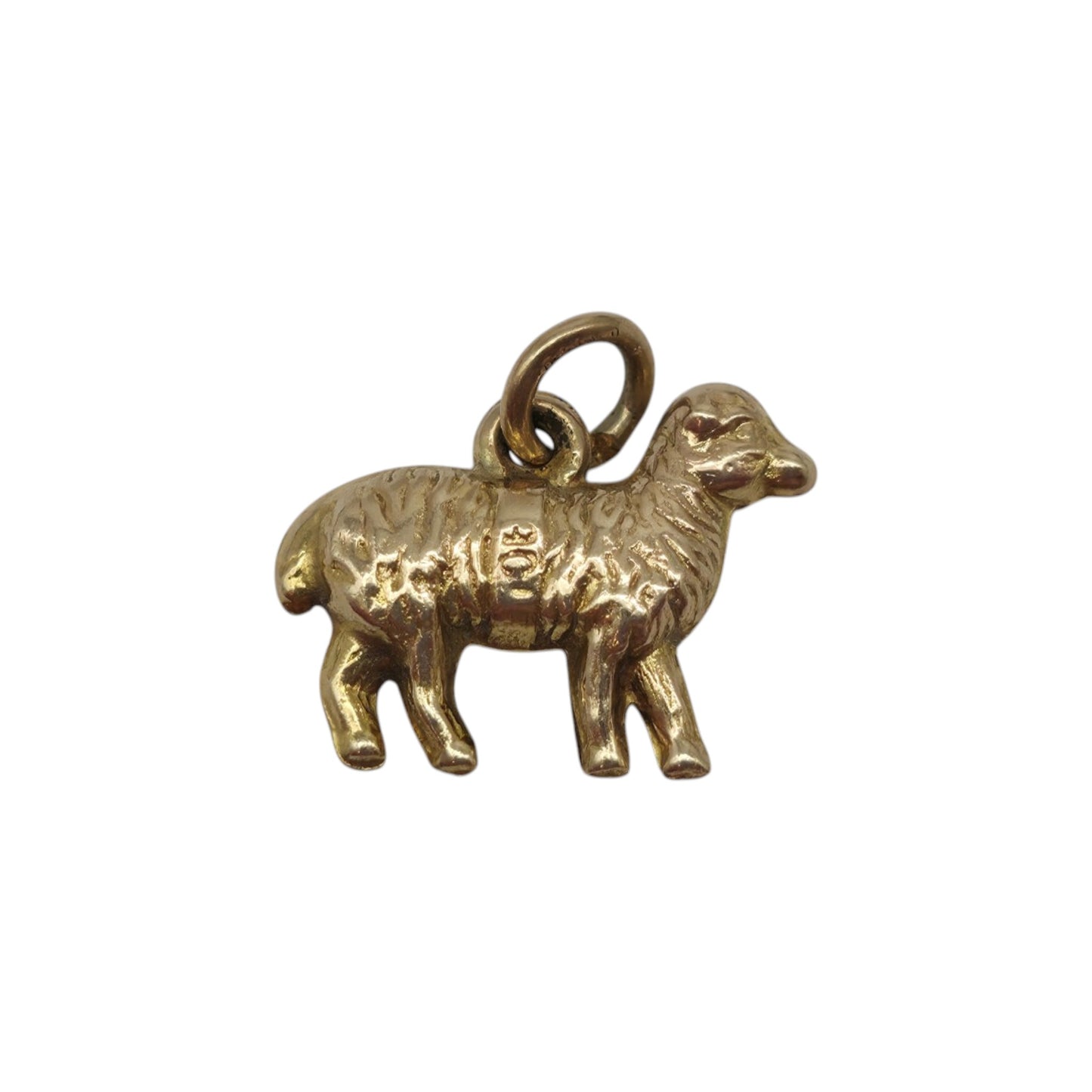 Antique 9ct Yellow Gold Sheep Charm c.1900 L 1.4 cm 0.6 g.
