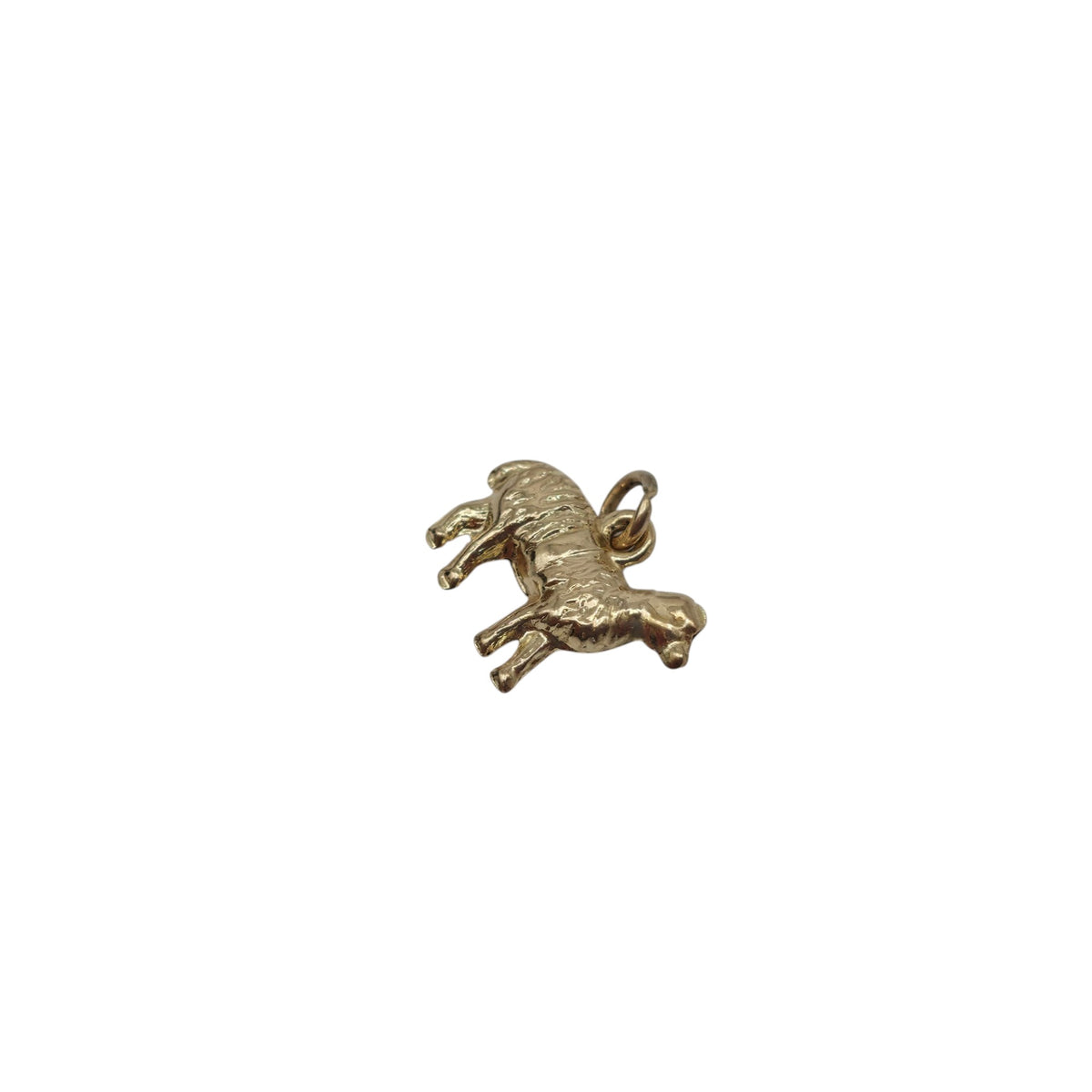 9ct 375 Yellow Gold Sheep Charm 1974 L 1.4 cm 0.5 g.