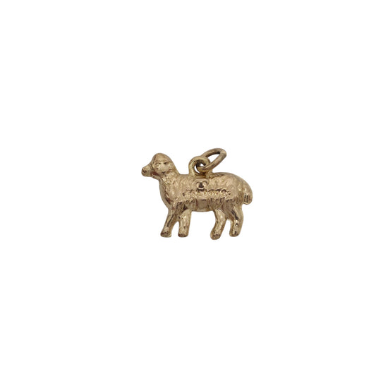 9ct 375 Yellow Gold Sheep Charm 1974 L 1.4 cm 0.5 g.