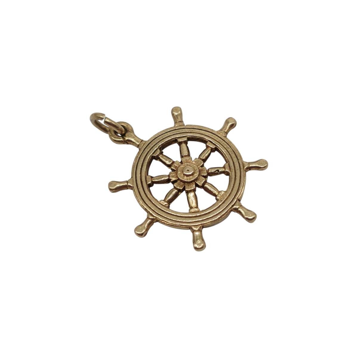 9ct 375 Yellow Gold Ship's Wheel Charm 1975 L 1.9 cm 2.6 g.