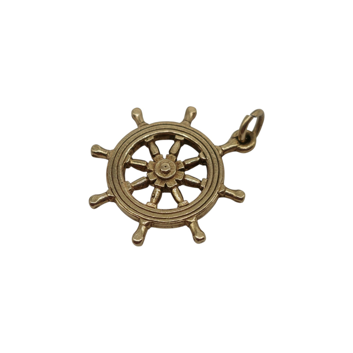9ct 375 Yellow Gold Ship's Wheel Charm 1975 L 1.9 cm 2.6 g.
