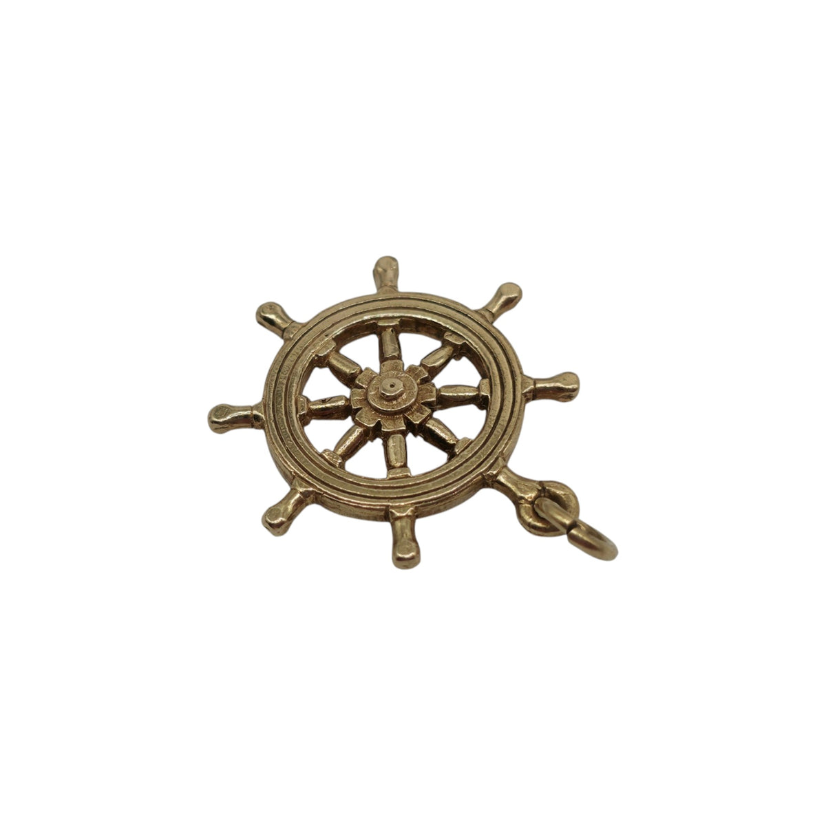9ct 375 Yellow Gold Ship's Wheel Charm 1975 L 1.9 cm 2.6 g.