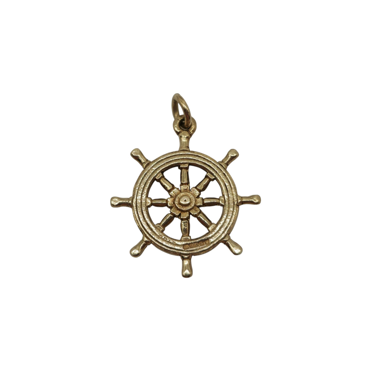 9ct 375 Yellow Gold Ship's Wheel Charm 1975 L 1.9 cm 2.6 g.