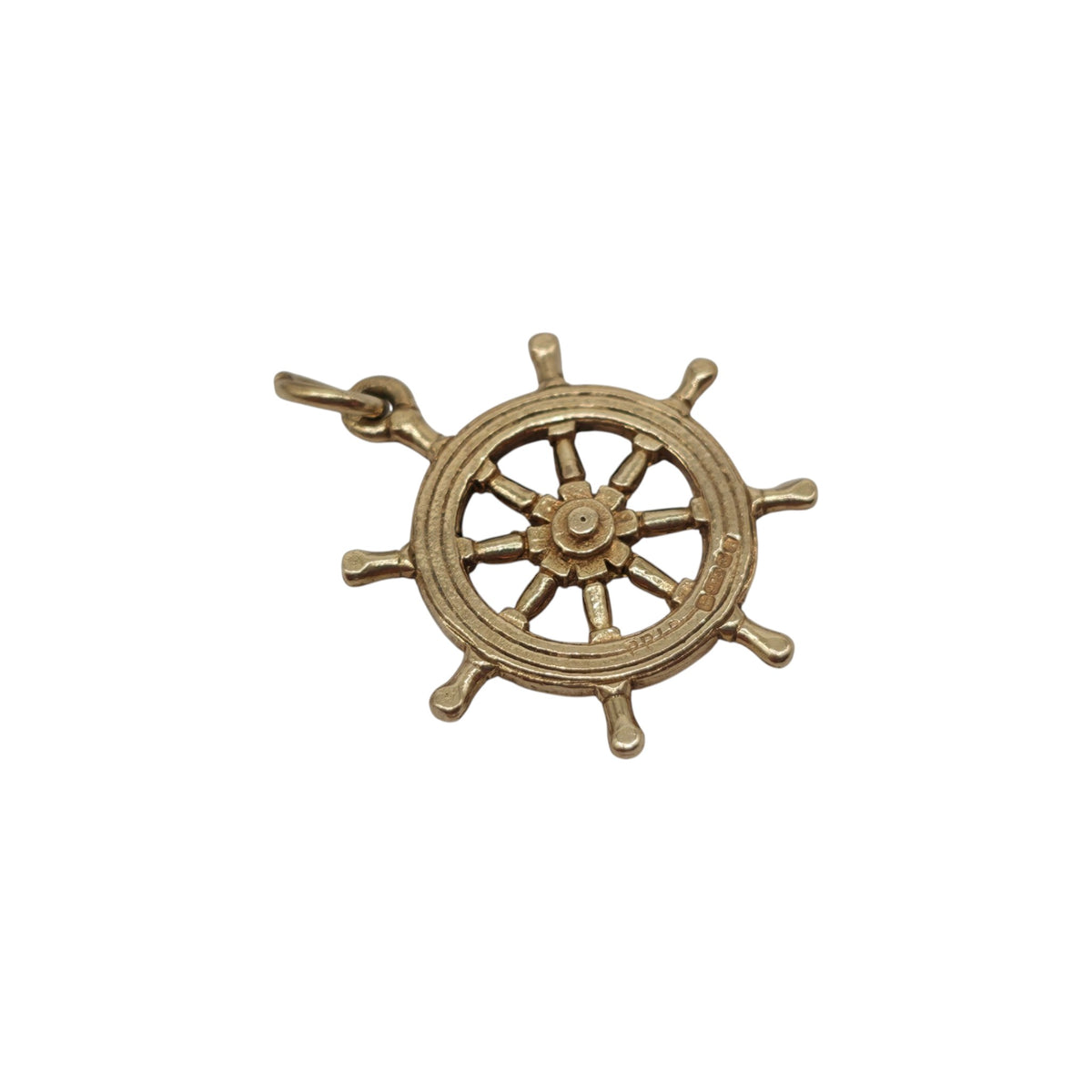 9ct 375 Yellow Gold Ship's Wheel Charm 1975 L 1.9 cm 2.6 g.