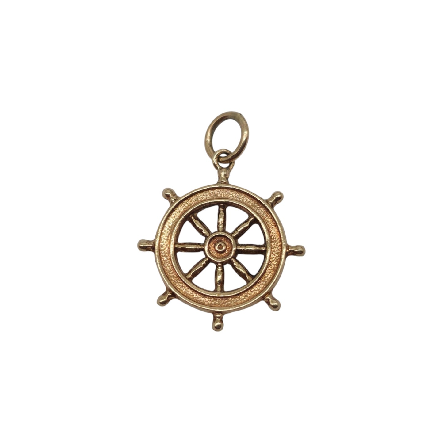 Chester 9ct 375 Yellow Gold Ship's Wheel Charm 1960 L 1.4 cm 0.7 g.