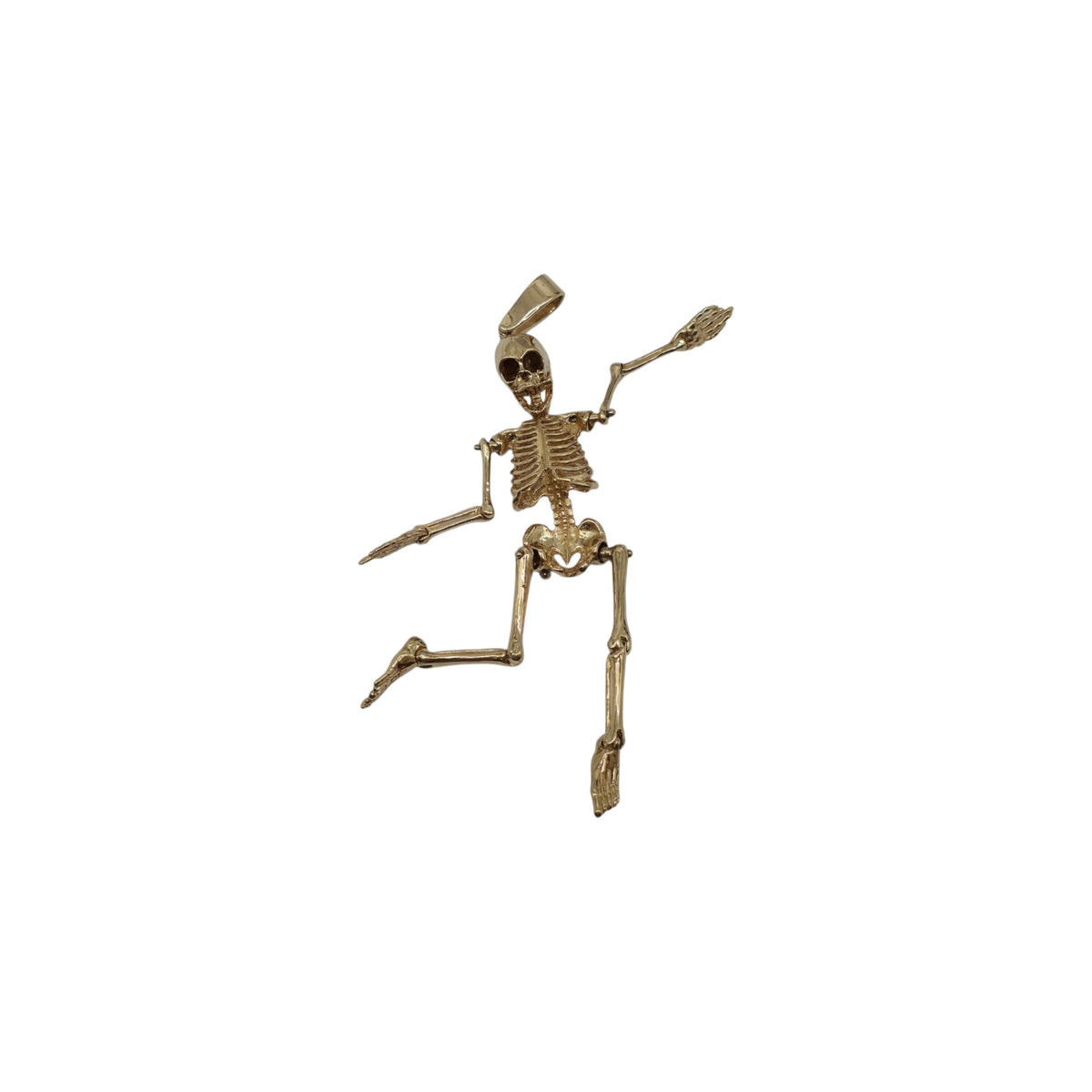 Stunning 9ct 375 Yellow Gold Articulated Skeleton Pendant 1993 L 10.1 cm 22.3 g.