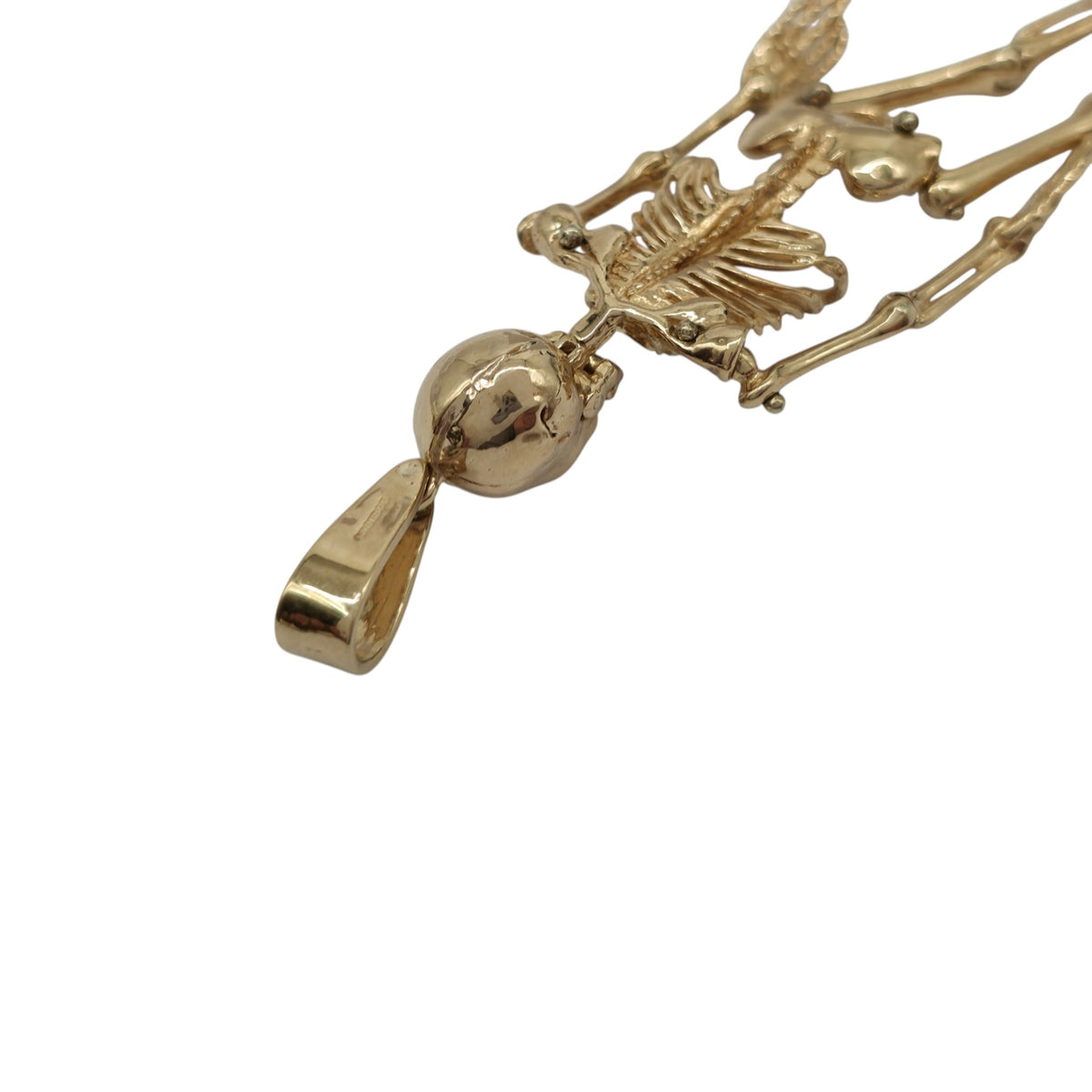Stunning 9ct 375 Yellow Gold Articulated Skeleton Pendant 1993 L 10.1 cm 22.3 g.