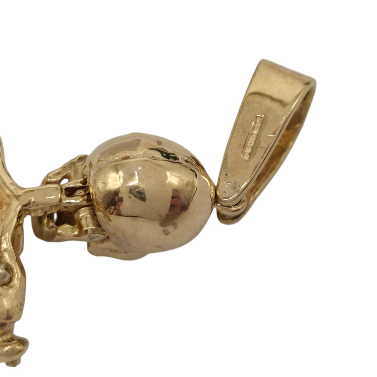 Stunning 9ct 375 Yellow Gold Articulated Skeleton Pendant 1993 L 10.1 cm 22.3 g.