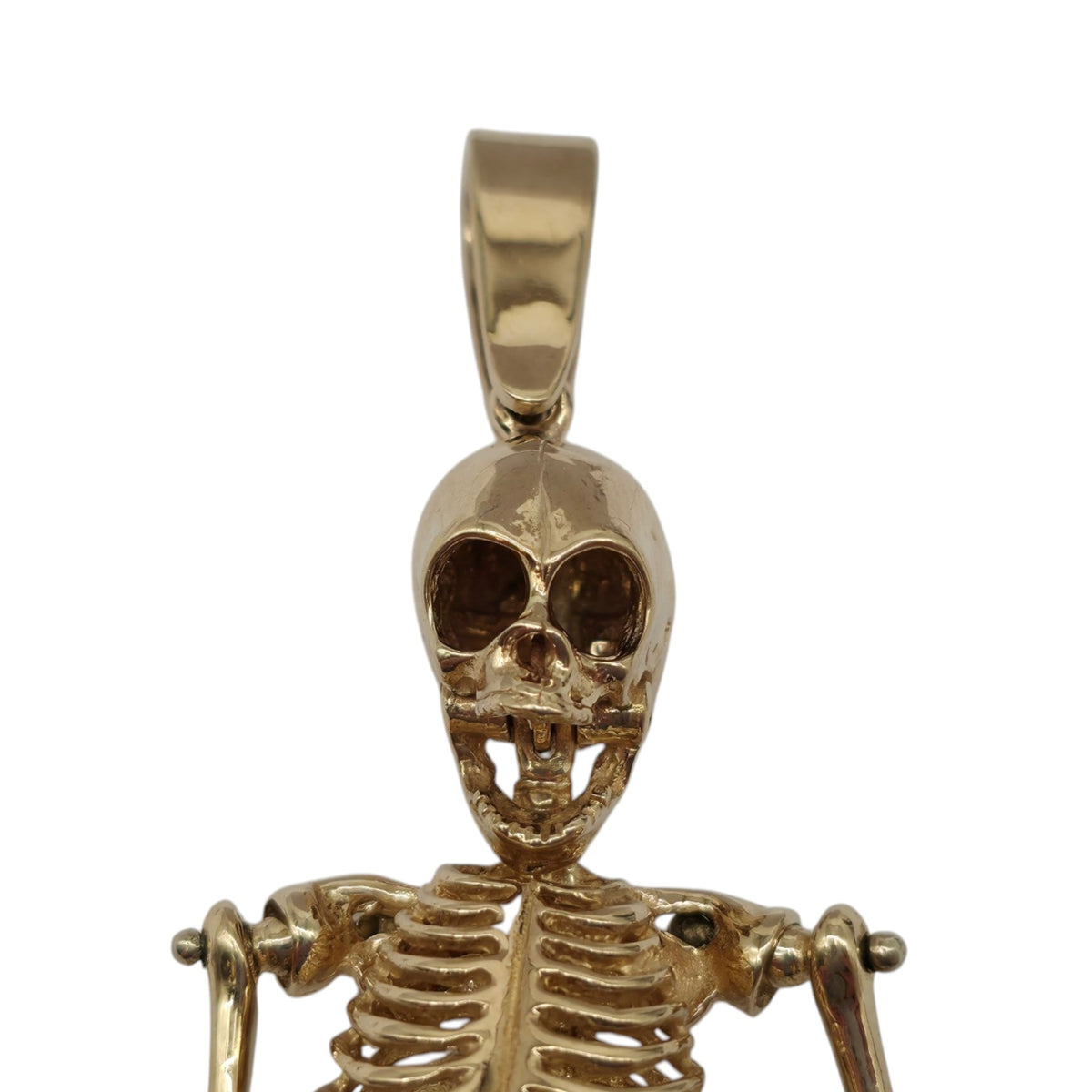 Stunning 9ct 375 Yellow Gold Articulated Skeleton Pendant 1993 L 10.1 cm 22.3 g.