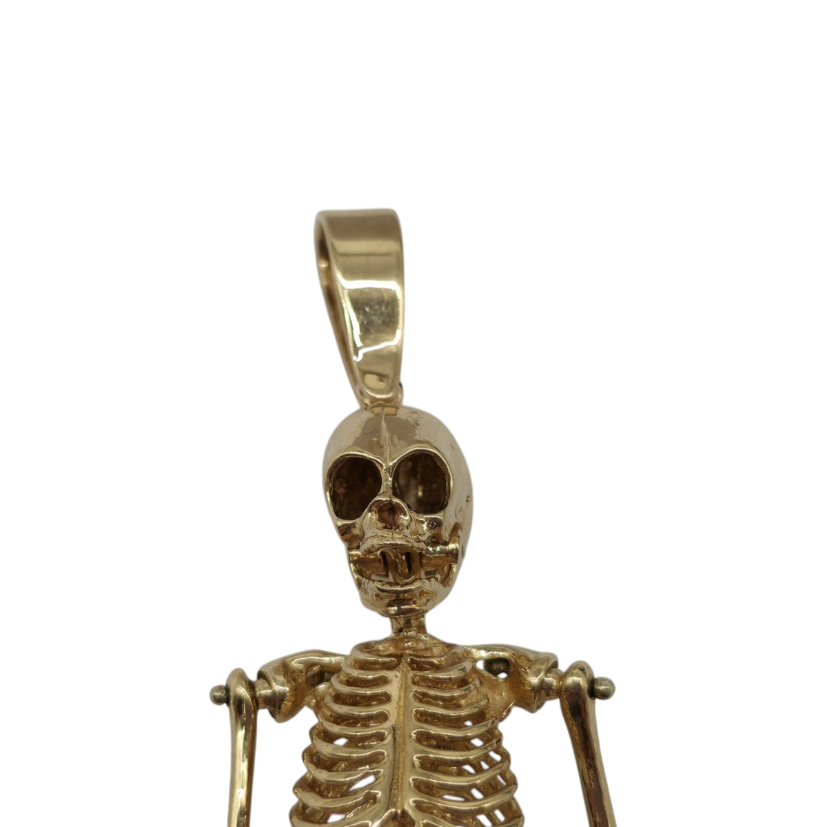 Stunning 9ct 375 Yellow Gold Articulated Skeleton Pendant 1993 L 10.1 cm 22.3 g.