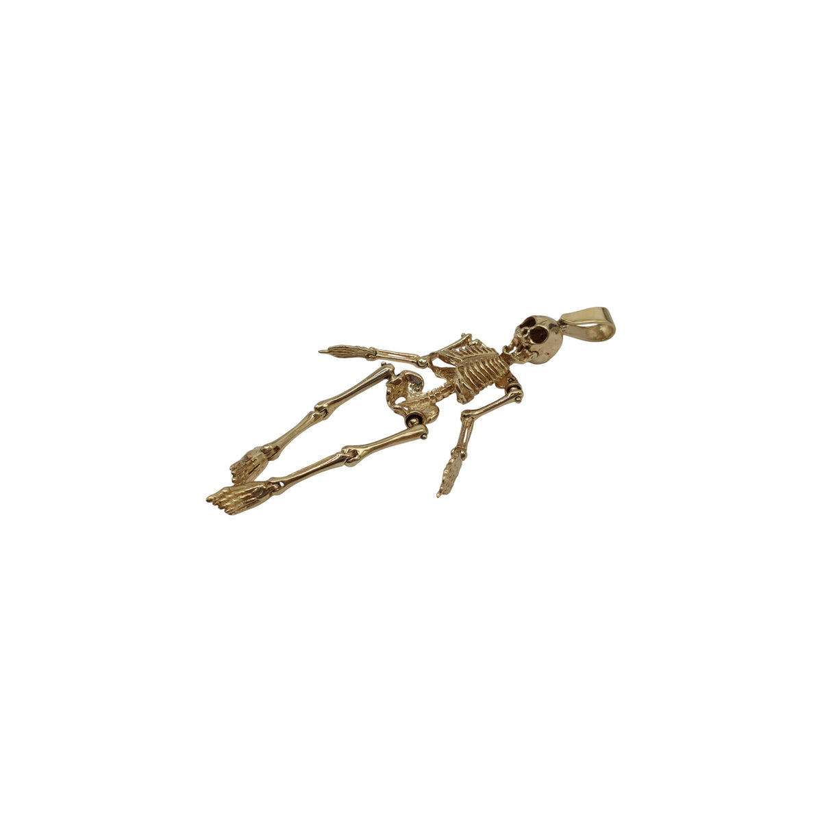 Stunning 9ct 375 Yellow Gold Articulated Skeleton Pendant 1993 L 10.1 cm 22.3 g.