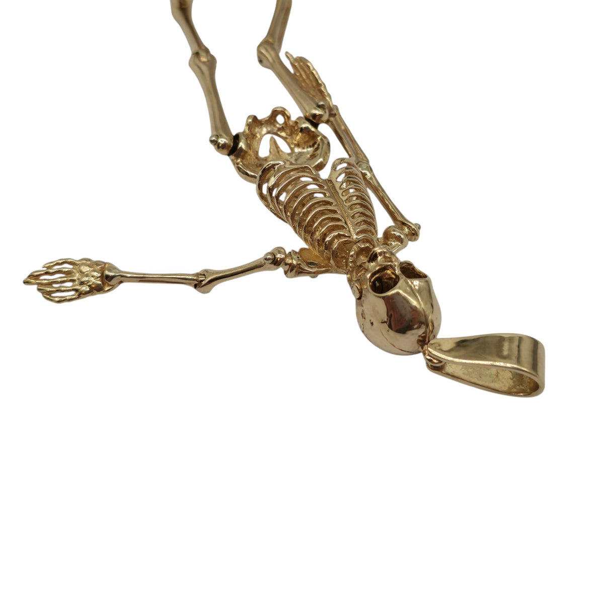 Stunning 9ct 375 Yellow Gold Articulated Skeleton Pendant 1993 L 10.1 cm 22.3 g.