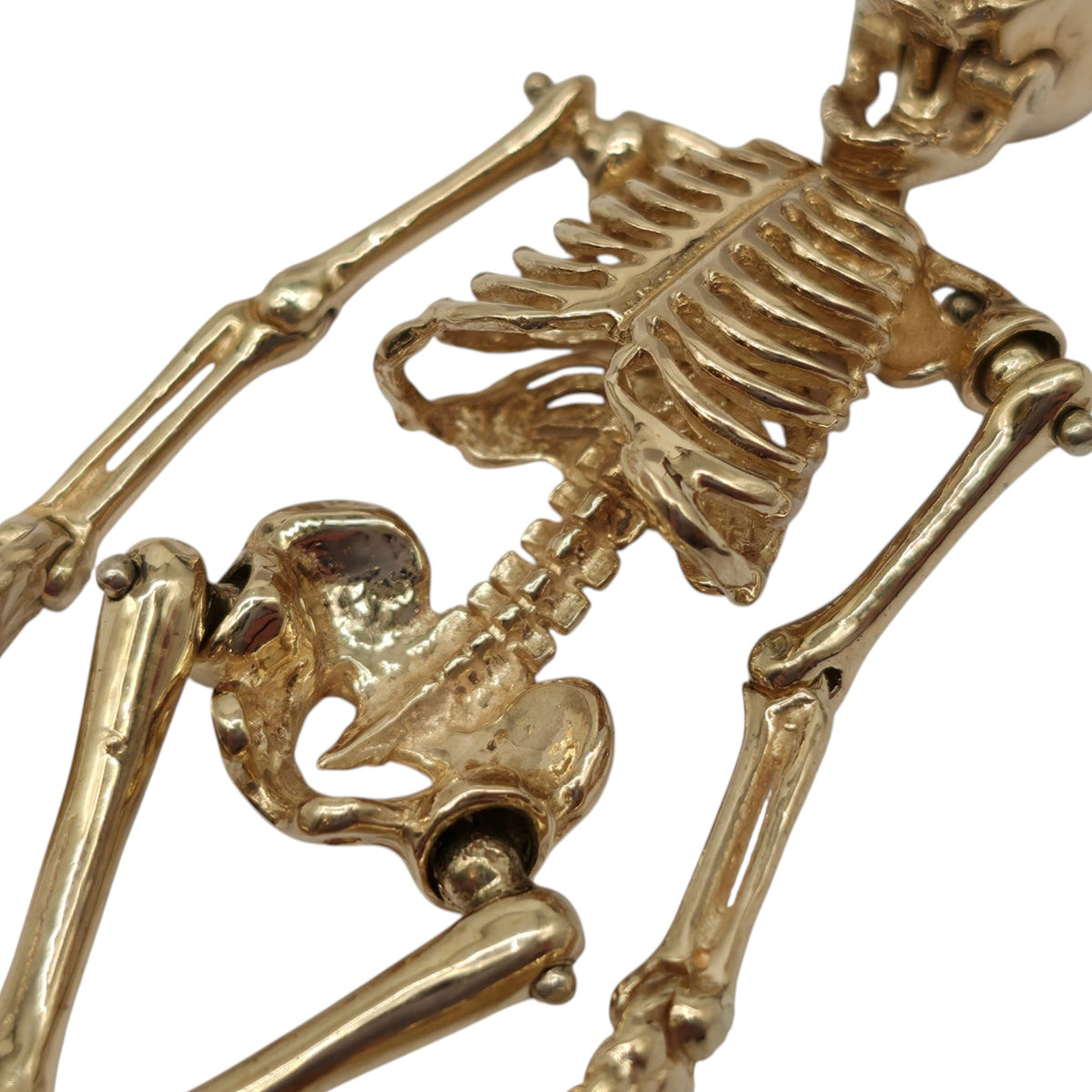 Stunning 9ct 375 Yellow Gold Articulated Skeleton Pendant 1993 L 10.1 cm 22.3 g.