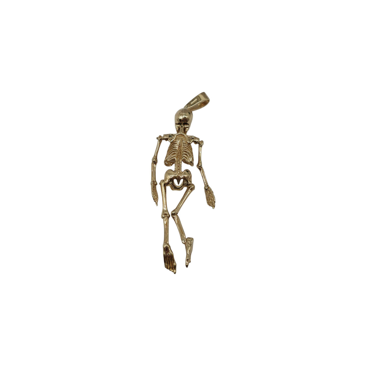 Stunning 9ct 375 Yellow Gold Articulated Skeleton Pendant 1993 L 10.1 cm 22.3 g.