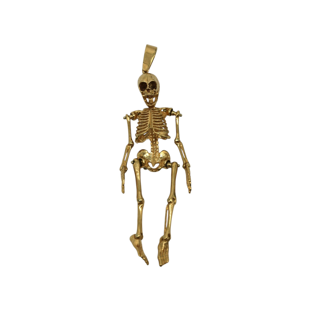 Stunning 9ct 375 Yellow Gold Articulated Skeleton Pendant 1993 L 10.1 cm 22.3 g.