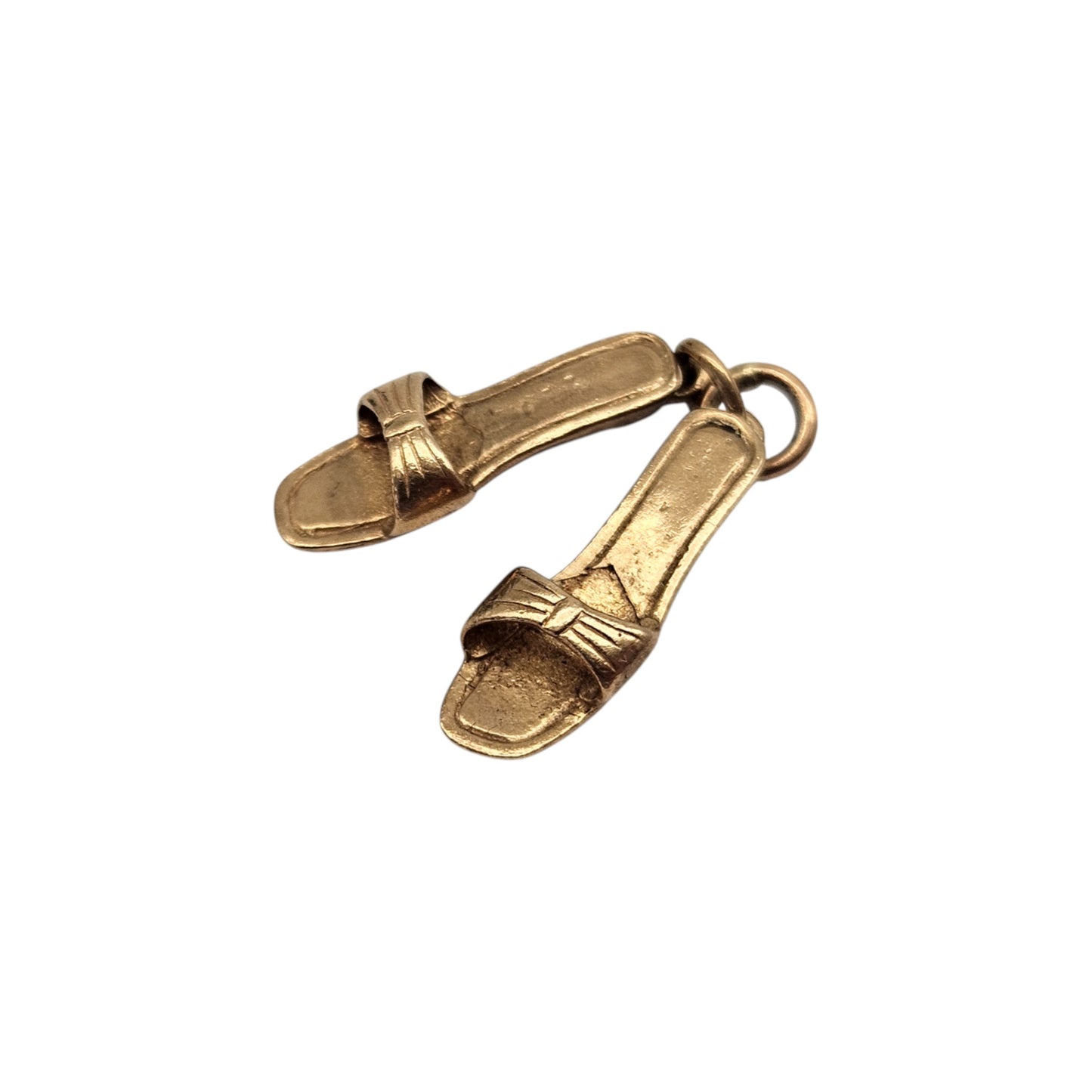 9ct 375 Yellow Gold Pair Of Slippers Charm 1972 L 1.6 cm 2.2 g.