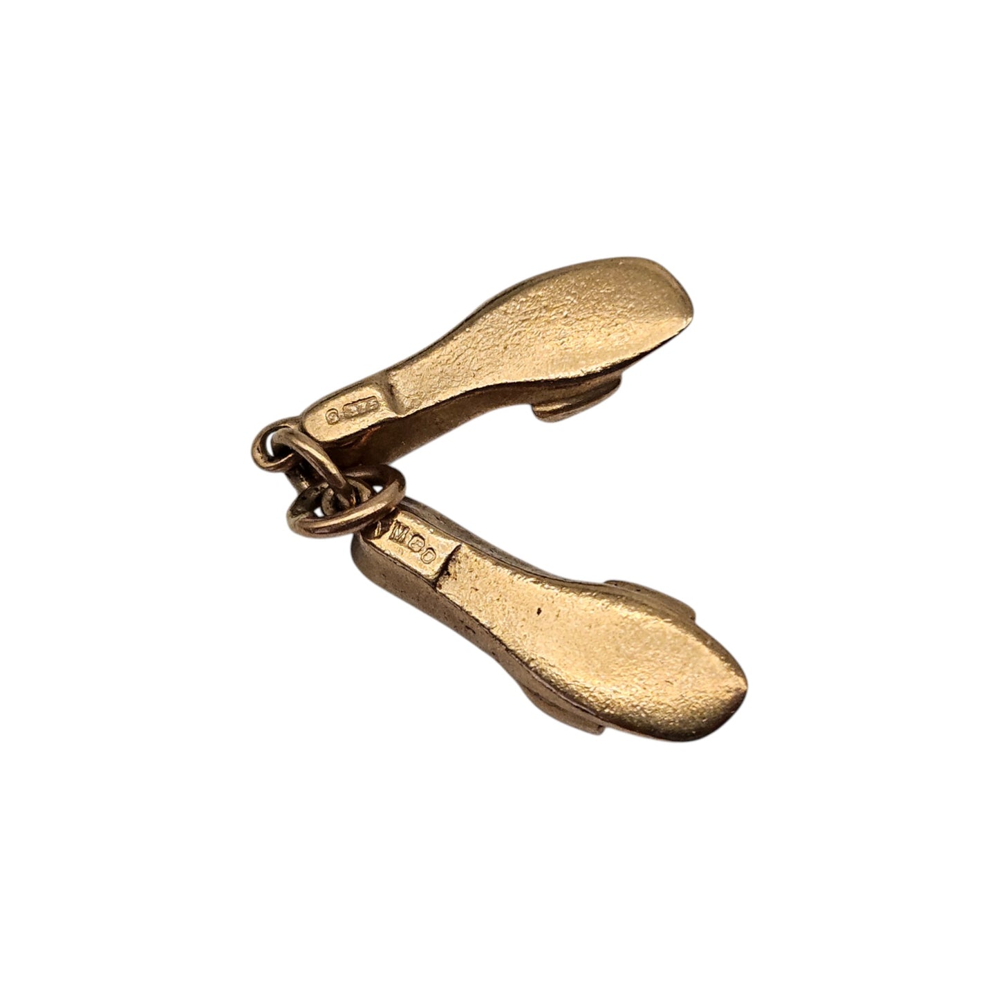 9ct 375 Yellow Gold Pair Of Slippers Charm 1972 L 1.6 cm 2.2 g.