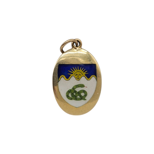 9ct 375 Yellow Gold & Enamel Snake Charm 1952 L 1.7 cm 2.0 g.