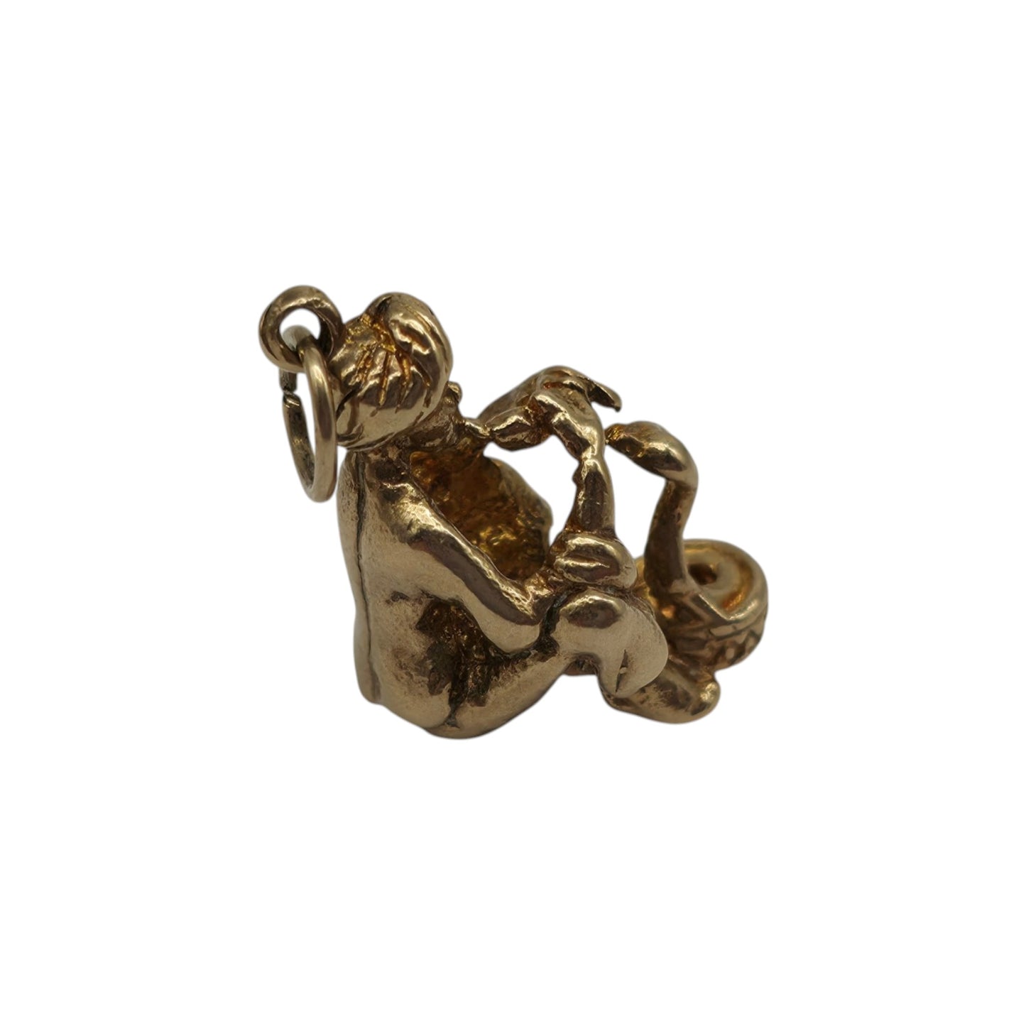 9ct 375 Yellow Gold Snake Charmer Charm 1964 L 1.8 cm 4.6 g.
