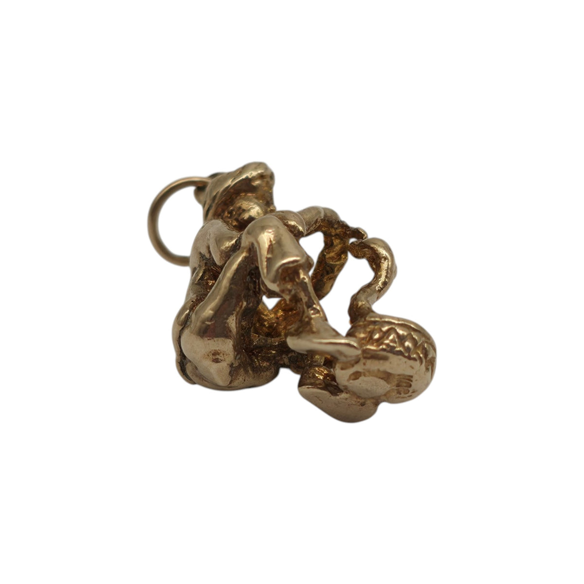 9ct 375 Yellow Gold Snake Charmer Charm 1964 L 1.8 cm 4.6 g.