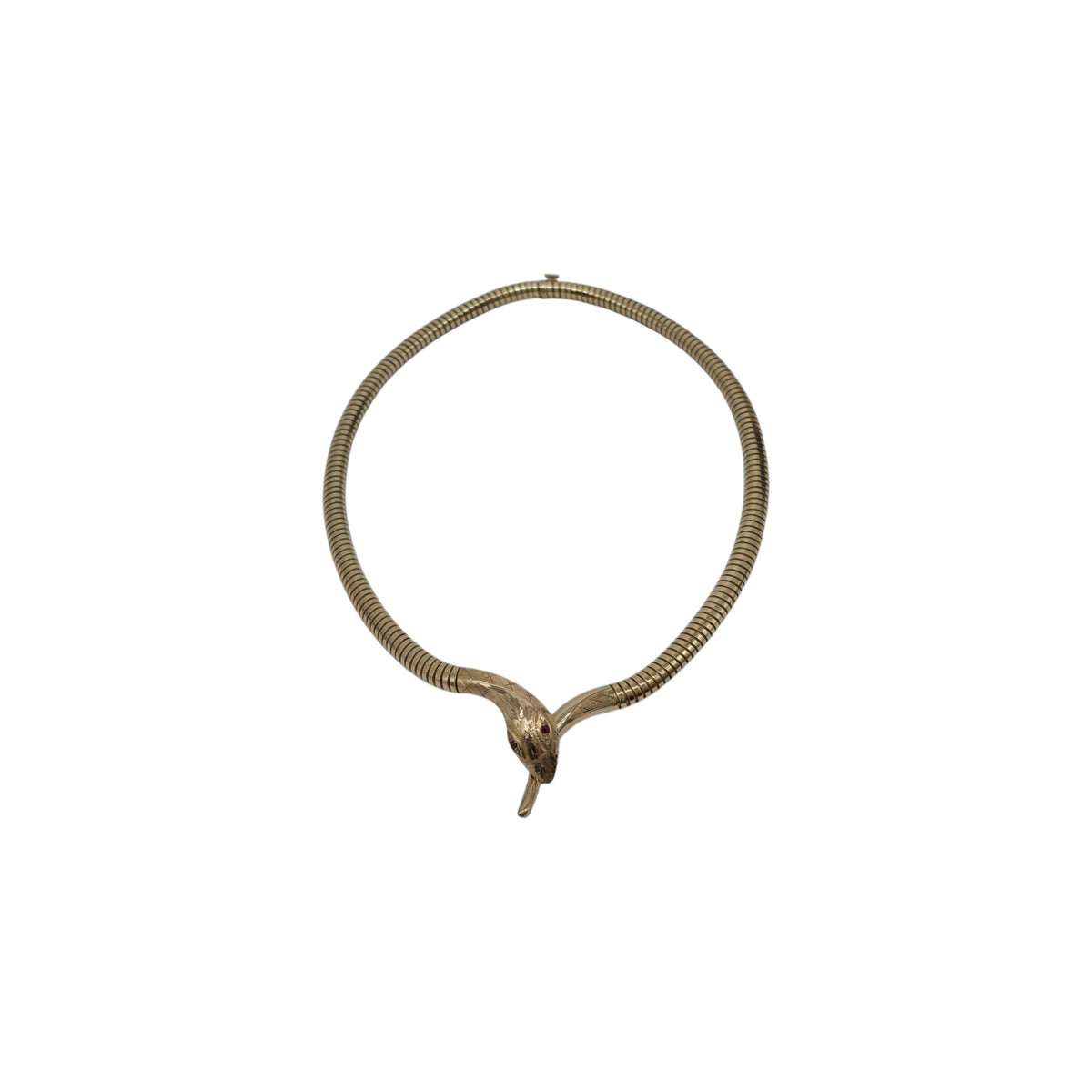 9ct 375 Yellow Gold Snake Necklace With Ruby Eyes 1989 L 41.5 cm 34.8 g.