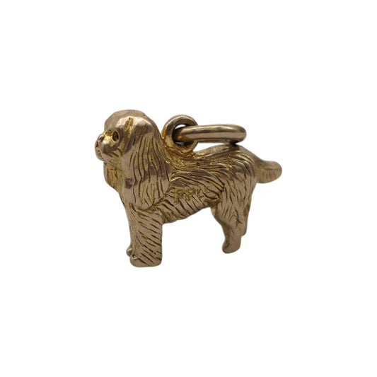 9ct 375 Yellow Gold Spaniel Dog Charm 1950 L 1.2 cm 1.5 g.