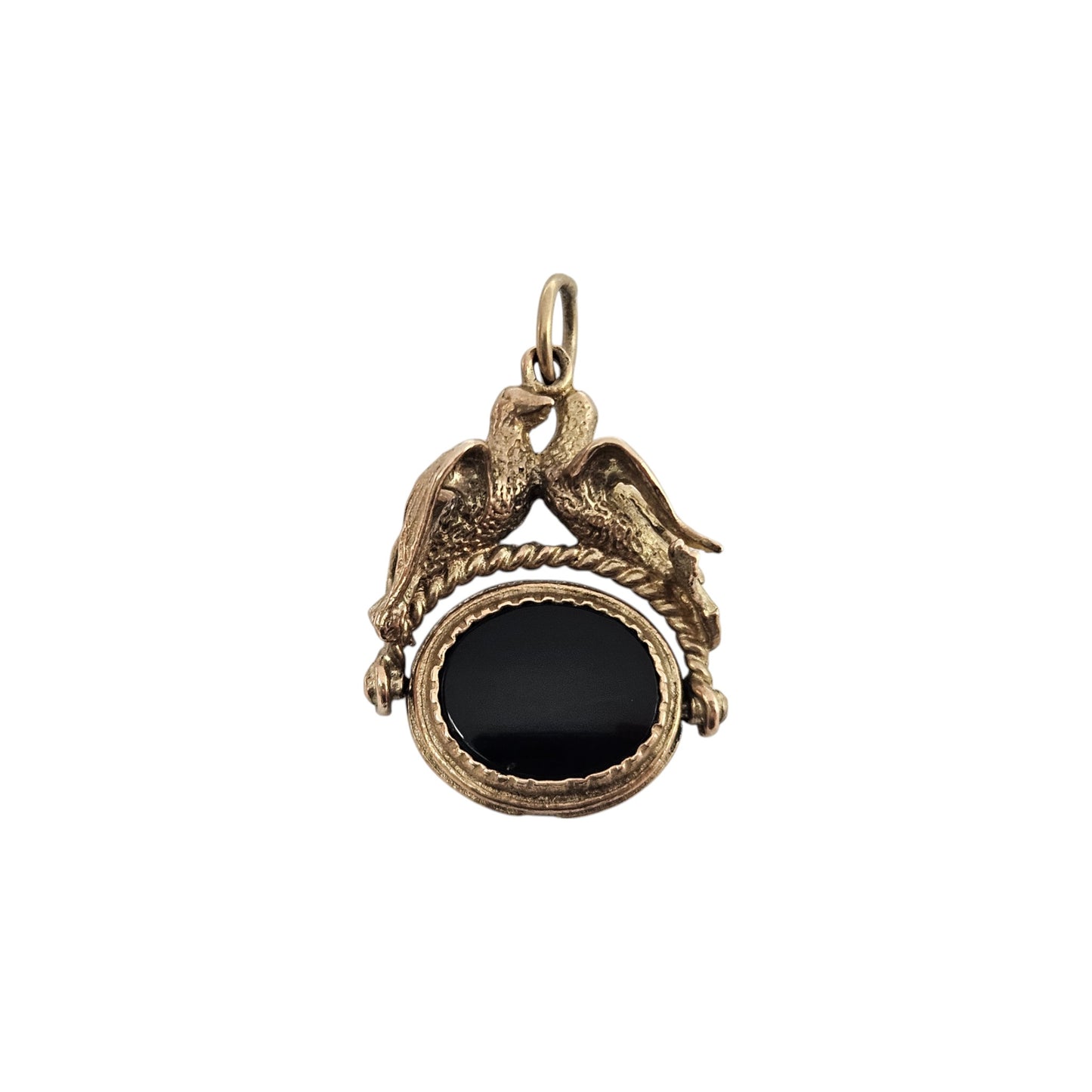 9ct 375 Yellow Gold Swivel Fob With Birds 1965 L 2.6 cm 8.4 g.