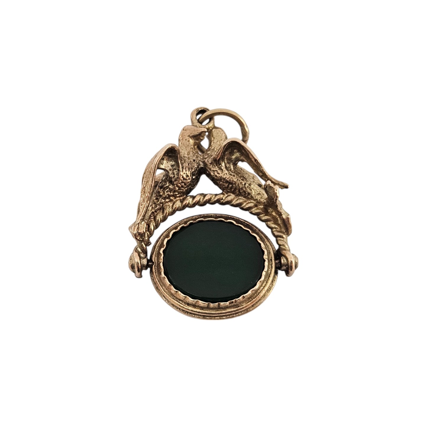 9ct 375 Yellow Gold Swivel Fob With Birds 1965 L 2.6 cm 8.4 g.