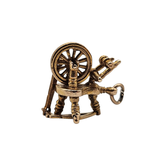 Georg Jensen 9ct 375 Yellow Gold Spinning Wheel Articulated Charm 1955 L 1.7 cm 3.3 g.
