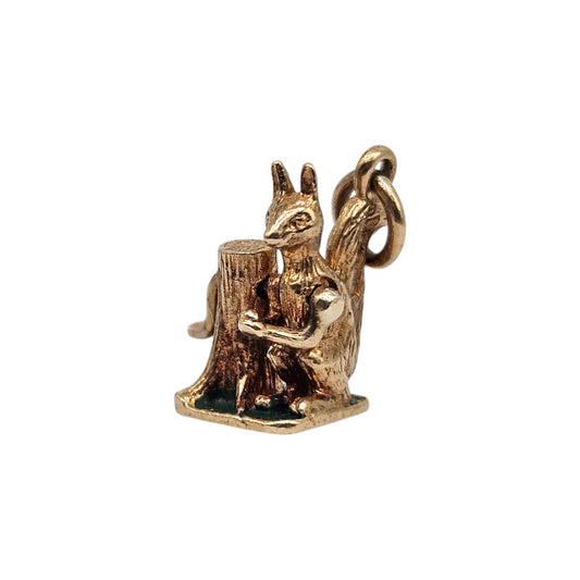 Rare 9ct 375 Yellow Gold Articulated Squirrel Charm 1960 L 1.2 cm 2.2 g.