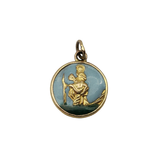 9ct 375 Yellow Gold & Enamel St Christopher Charm