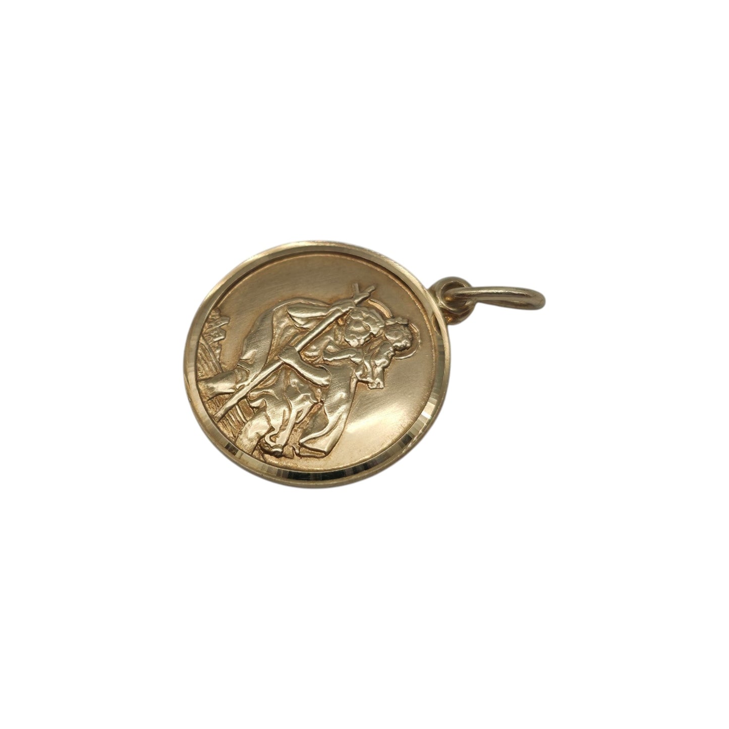 9ct 375 Yellow Gold St Christopher Charm L 1.6 cm 2.2 g.